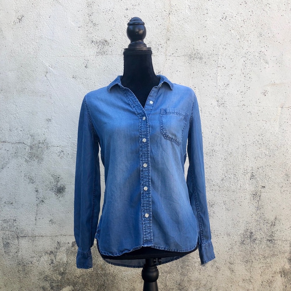 Denim button down top